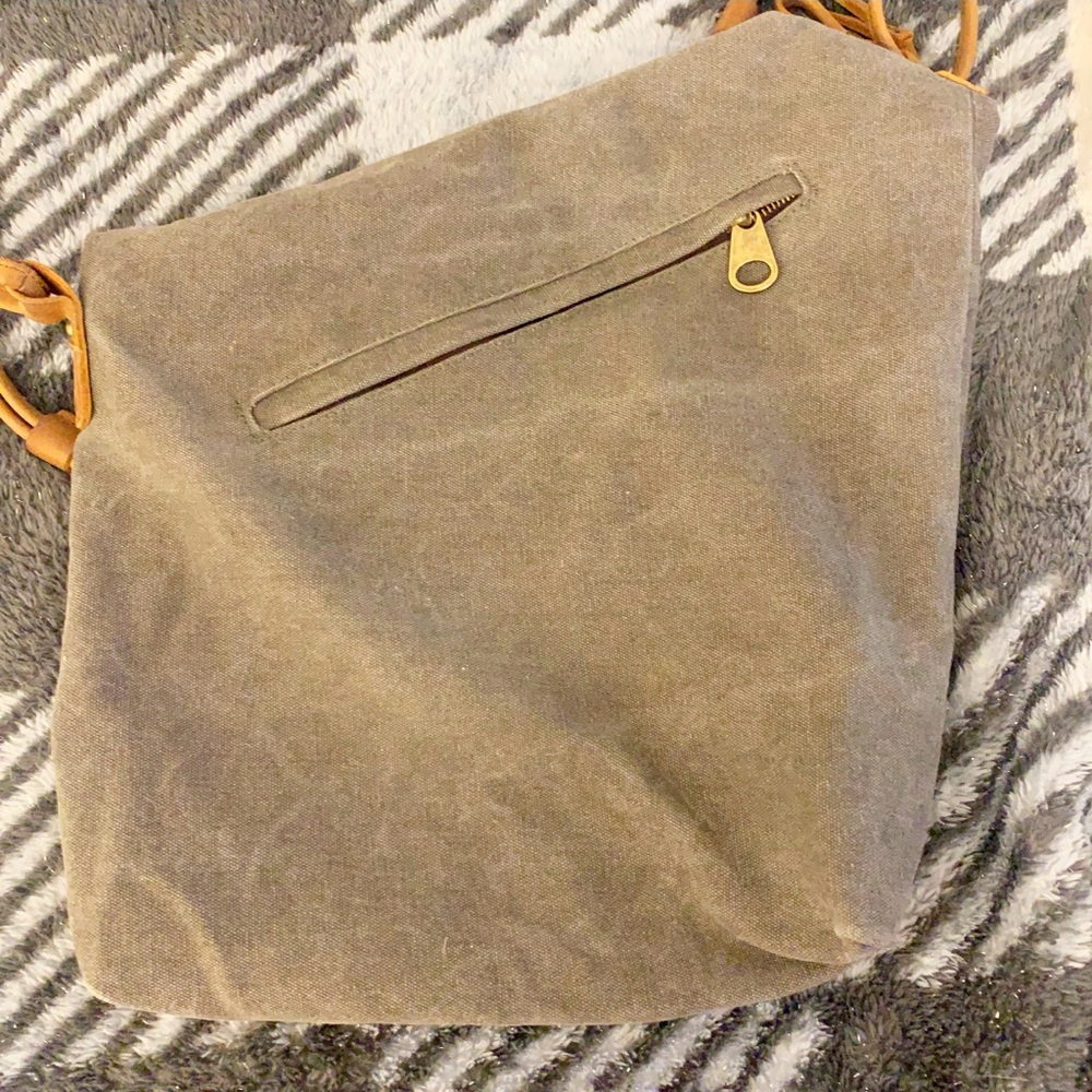 Canvas and leather crossbody bag